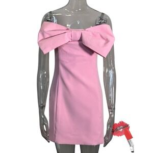 NWT RNWY Runaway the Label Maddie Bow Mini‎ Dress Sz 8 Bubblegum Pink Party